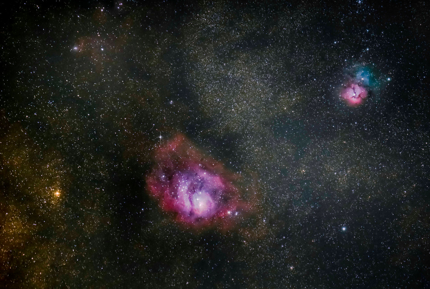 Deep Space, Lagoon and Triffid Nebula